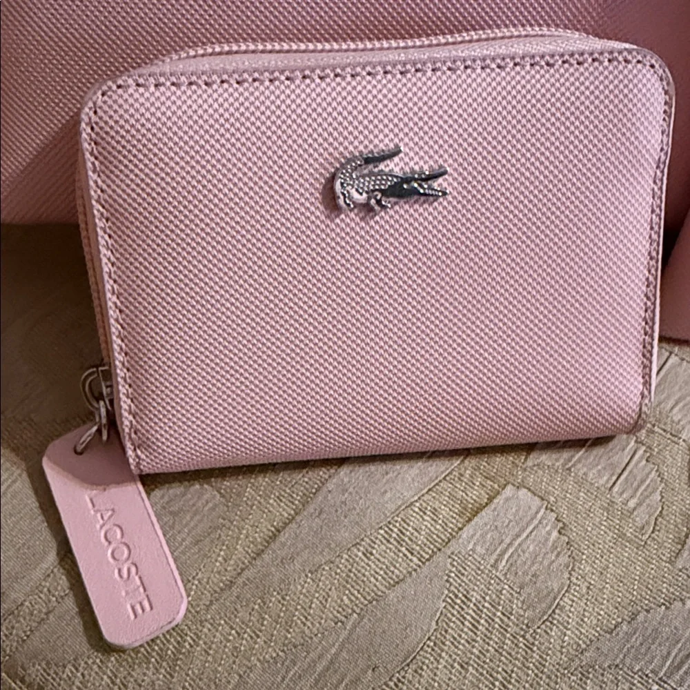 LACOSTE Large L.12.12 Concept Tote Bag, small wallet and wristlet bundle Pink - Picture 2 of 16